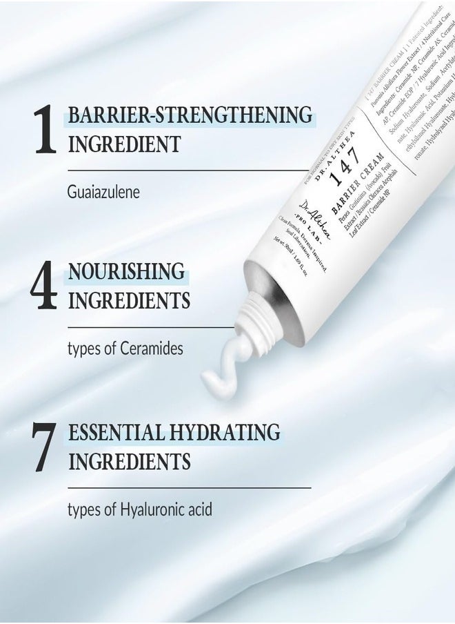 Dr. Althea 147 Barrier Cream | Daily Skin Barrier Repair Care | Deep Hydrating with Hyaluronic Acid & Ceramides | Korean Vegan Skincare for All Skin Types | 1.7 Fl Oz (50ml)