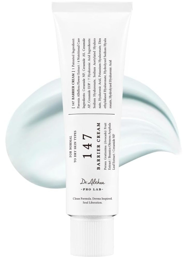 Dr. Althea 147 Barrier Cream | Daily Skin Barrier Repair Care | Deep Hydrating with Hyaluronic Acid & Ceramides | Korean Vegan Skincare for All Skin Types | 1.7 Fl Oz (50ml)