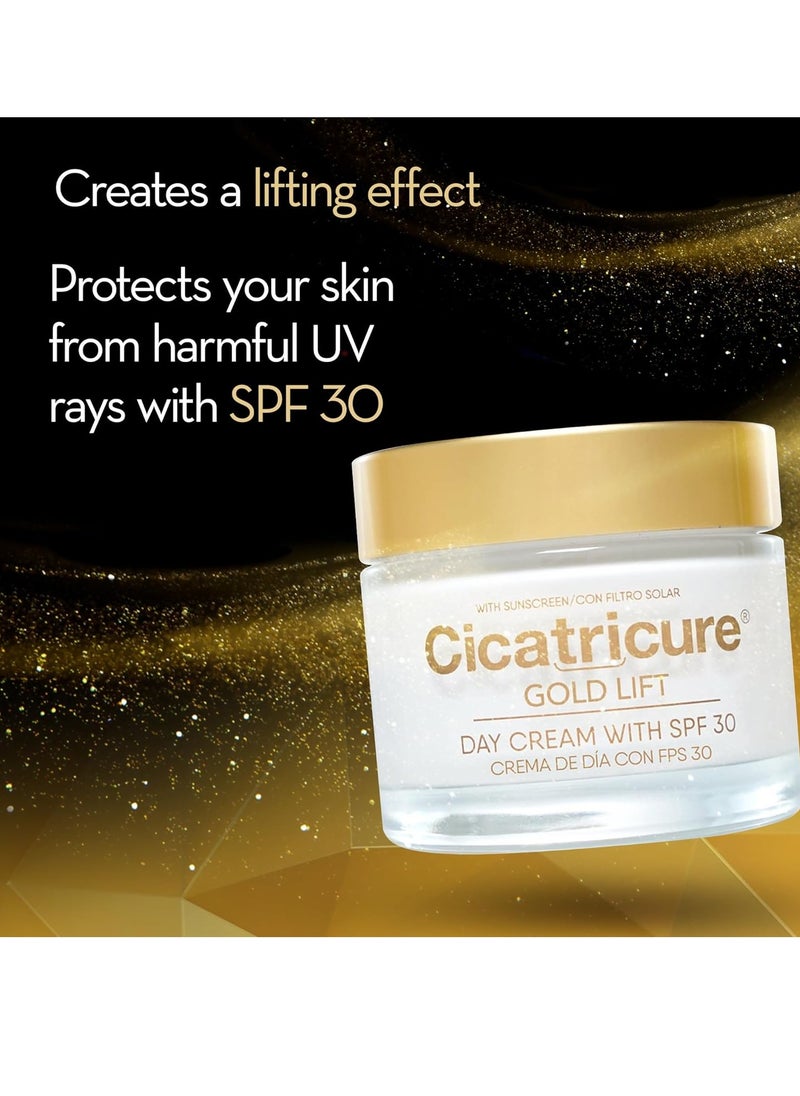 Cicatricure Gold Lift Day Cream, Anti Aging Face Moisturizer with SPF 30, Hydrating Skin Care with Gold, Calcium & Silicon to Lift and Tighten Face Contour 1.7 Ounce