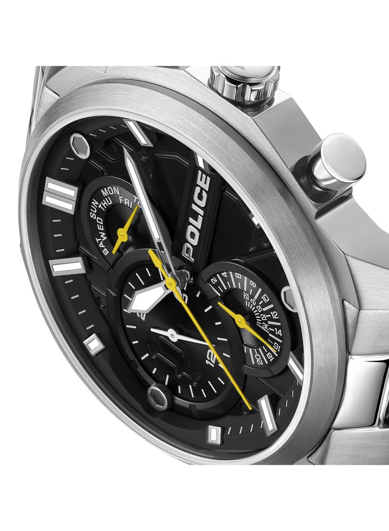 Men's Reactor Men's Black Dial Watch with Stainless Steel Bracelet, 44mm