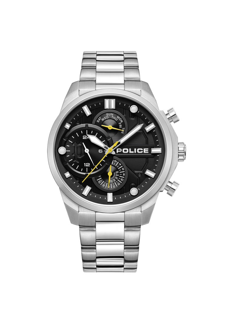 Men's Reactor Men's Black Dial Watch with Stainless Steel Bracelet, 44mm