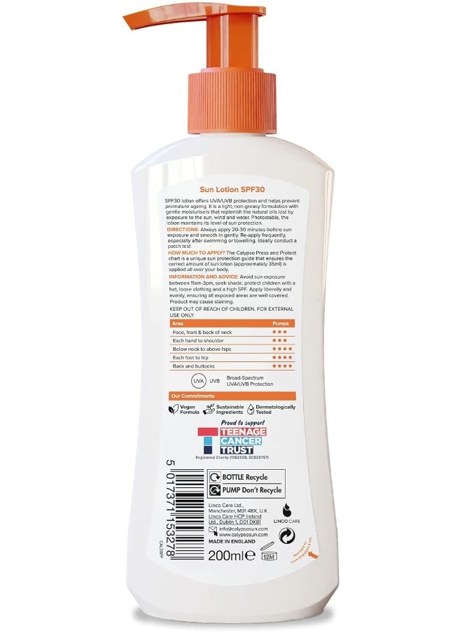 Calypso Press and Protect Sun Lotion, SPF30, 200ml