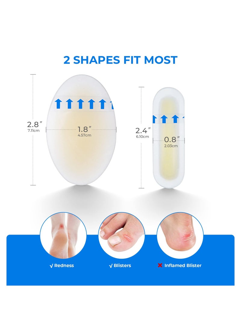 Blister Pads - 15 Packs of Waterproof Hydrocolloid Seal Bandages for Heels, Feet, and Toes - Adhesive Blister Prevention with Gel Cushions