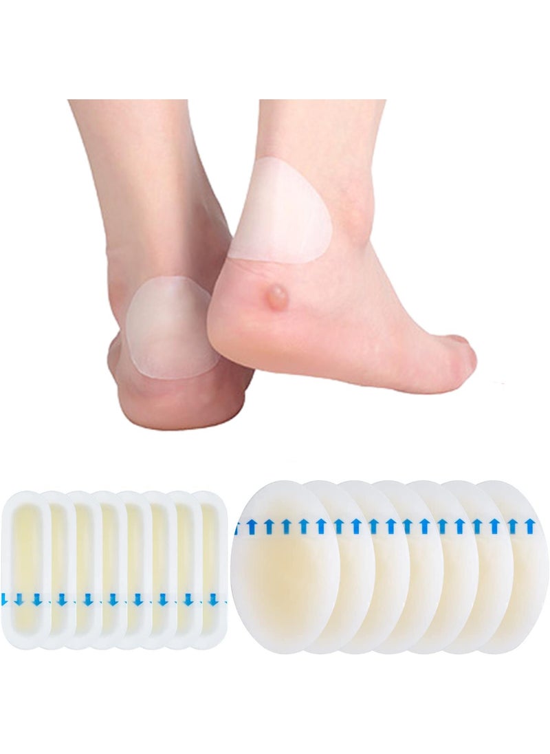 Blister Pads - 15 Packs of Waterproof Hydrocolloid Seal Bandages for Heels, Feet, and Toes - Adhesive Blister Prevention with Gel Cushions