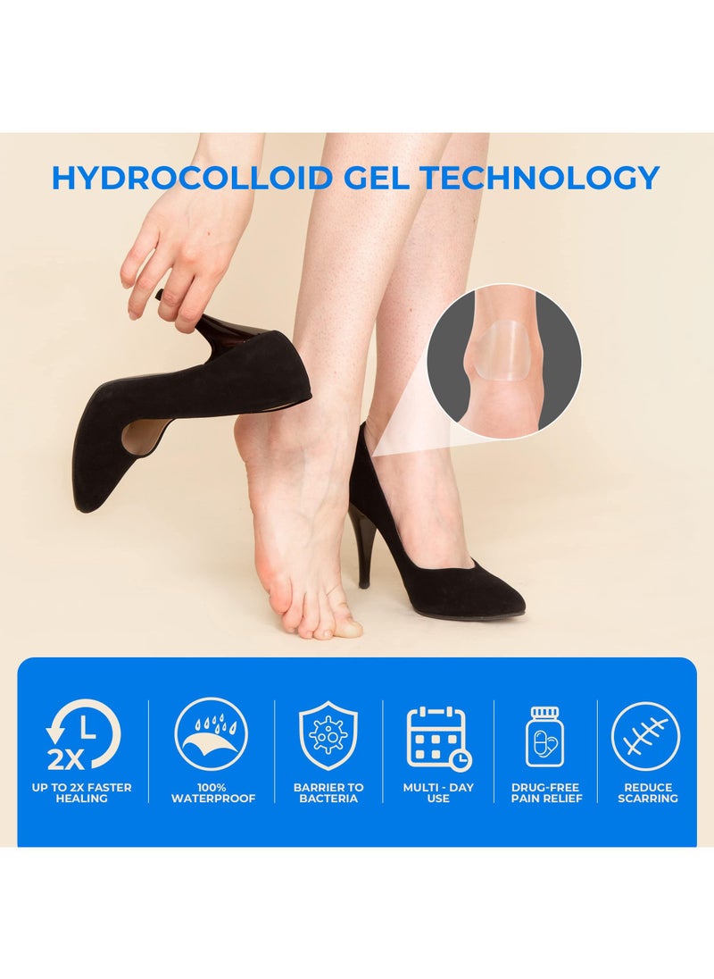 Blister Pads - 15 Packs of Waterproof Hydrocolloid Seal Bandages for Heels, Feet, and Toes - Adhesive Blister Prevention with Gel Cushions