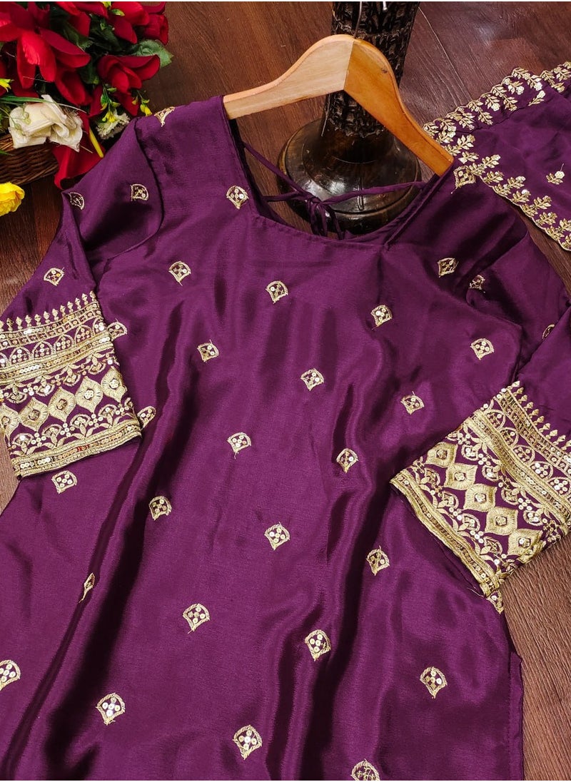 New Designer Embroidered Chinnon Suit with Sequence Embroidered Work primum sharara set