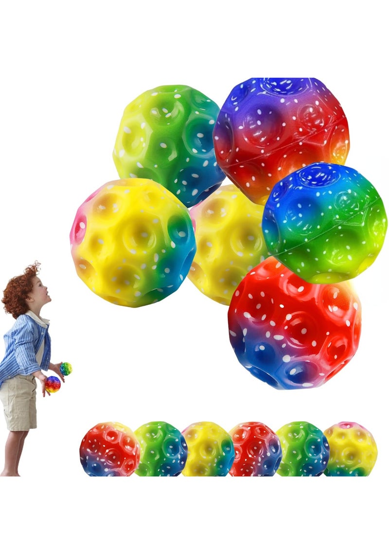 6 PCS Space Ball 6.5cm Extreme Moon Ball PU Bounce Ball Sensory Ball High Bouncing and Sounds Meteor Ball Helps Improve Hand Eye Coordination Great Sensory Ball for Kids Random Color