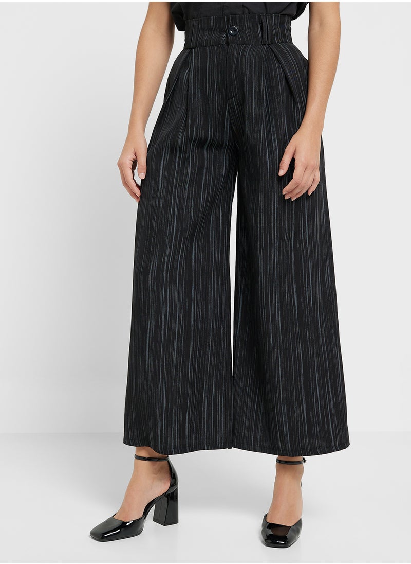 Wide Leg Pinstripe Pants