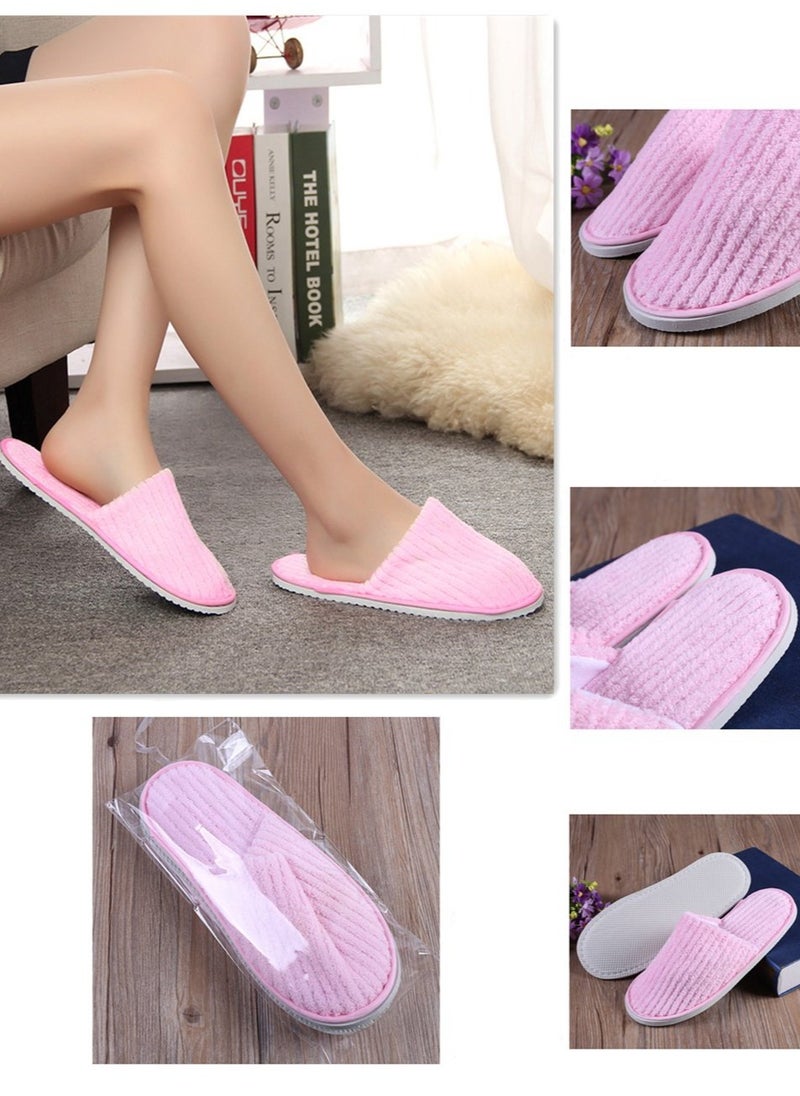 5 Pairs  SPA Slippers Guest Slippers Dispossible Hotel Slippers Soft Fleece Women Men House Slippers in Salons Bathoom Party Washable Mixed Multi-Color Slippers