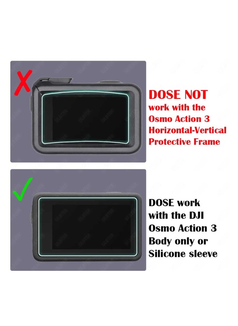 Screen Protector for DJI OSMO Action 3, Lens Cap Cover, 0.3mm 9H Hardness Tempered Glass Protector, Anti-Scrach Anti-Fingerprint Anti-Bubble Camera Protect Film