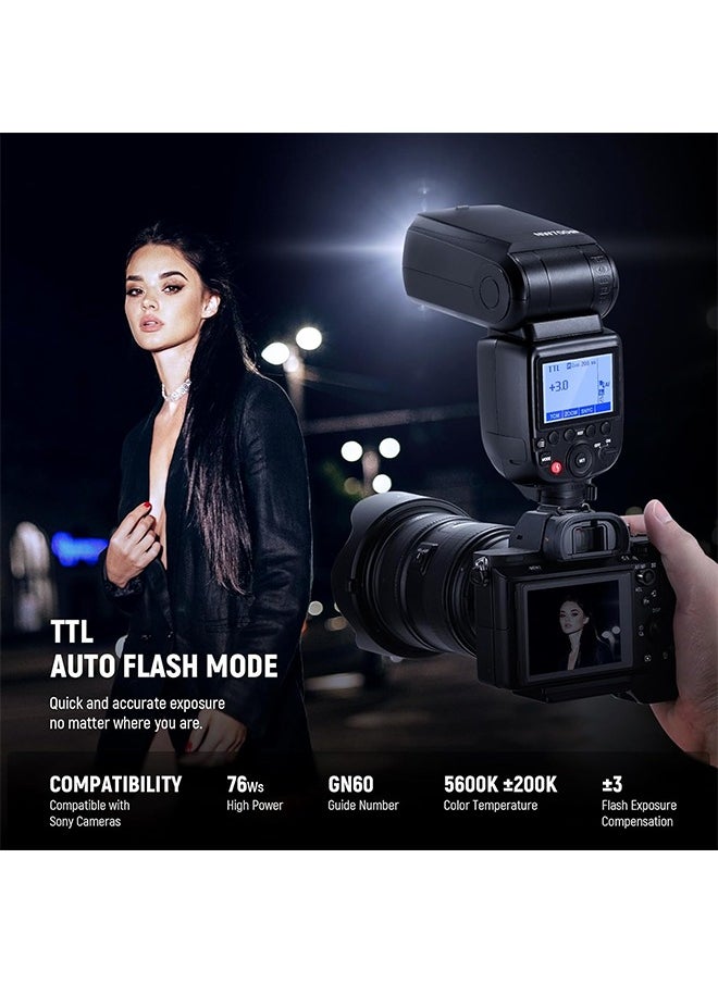 NEEWER NW700-S TTL Flash Speedlite Compatible with Sony DSLR Cameras, 1/8000s High Speed Sync Speedlight, 1/1-1/256 Output, TCM Function, 230 Full Power Flash, 0.1-2.7s Fast Recycling Flashlight