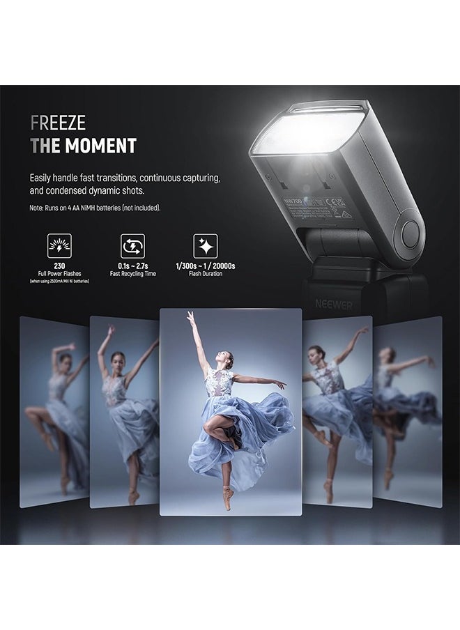 NEEWER NW700-S TTL Flash Speedlite Compatible with Sony DSLR Cameras, 1/8000s High Speed Sync Speedlight, 1/1-1/256 Output, TCM Function, 230 Full Power Flash, 0.1-2.7s Fast Recycling Flashlight