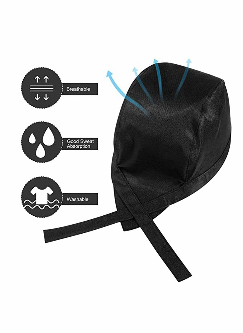 Chef Work Hat Waiter Chef Uniform Lace Up Strap Cap Grill Barbecue Black Hat Headdress Dustproof Cleaning Hat for Women Men, Cooling Helmet Liner, Cooking & Outdoor Activities