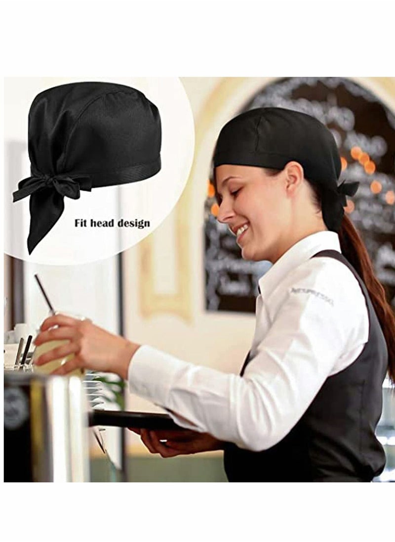 Chef Work Hat Waiter Chef Uniform Lace Up Strap Cap Grill Barbecue Black Hat Headdress Dustproof Cleaning Hat for Women Men, Cooling Helmet Liner, Cooking & Outdoor Activities