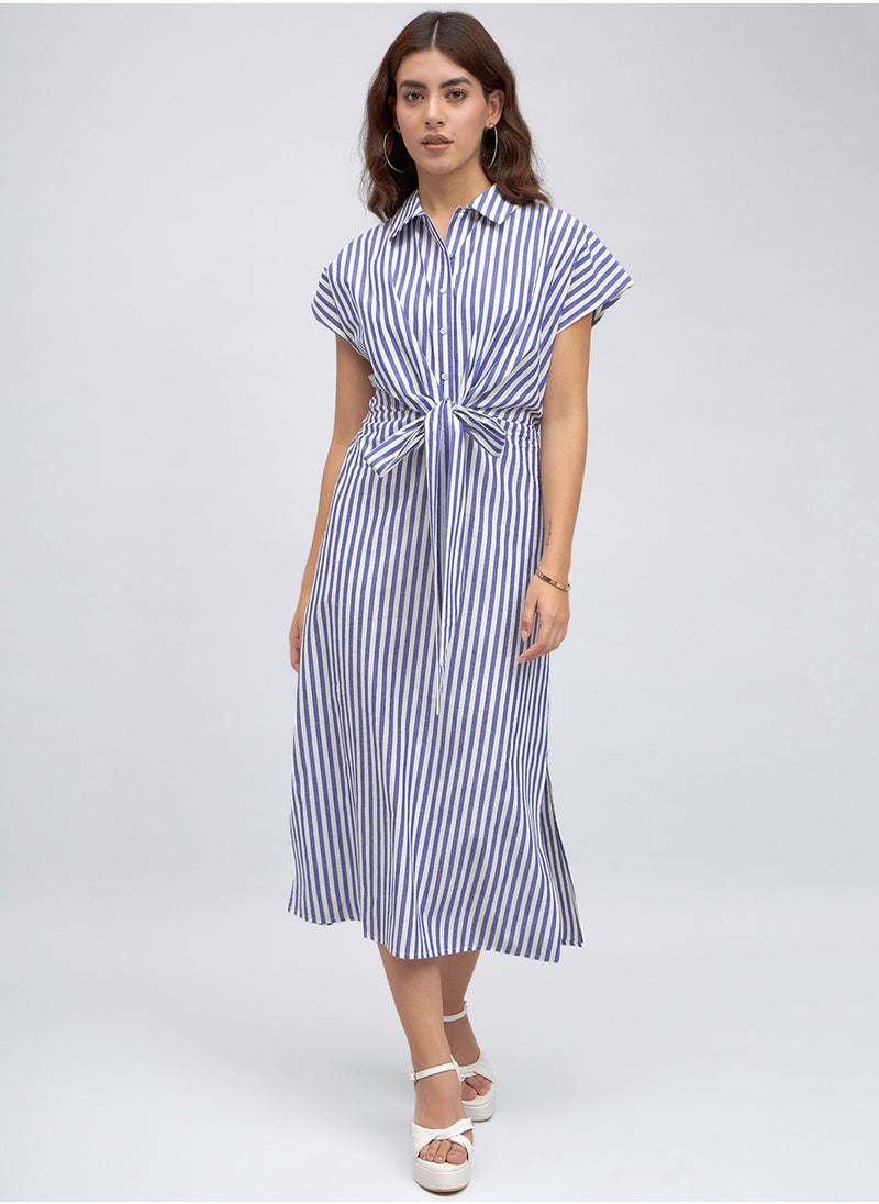Striped Tie-Front Dress