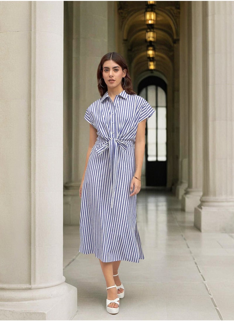 Striped Tie-Front Dress