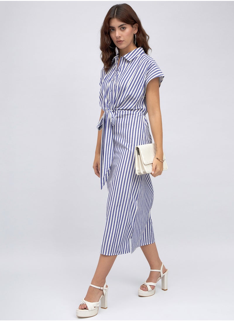 Striped Tie-Front Dress