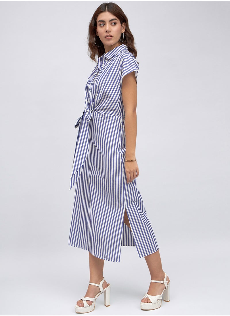 Striped Tie-Front Dress
