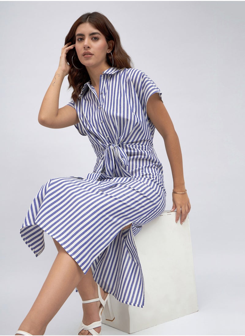 Striped Tie-Front Dress