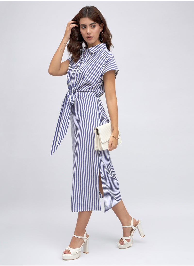 Striped Tie-Front Dress
