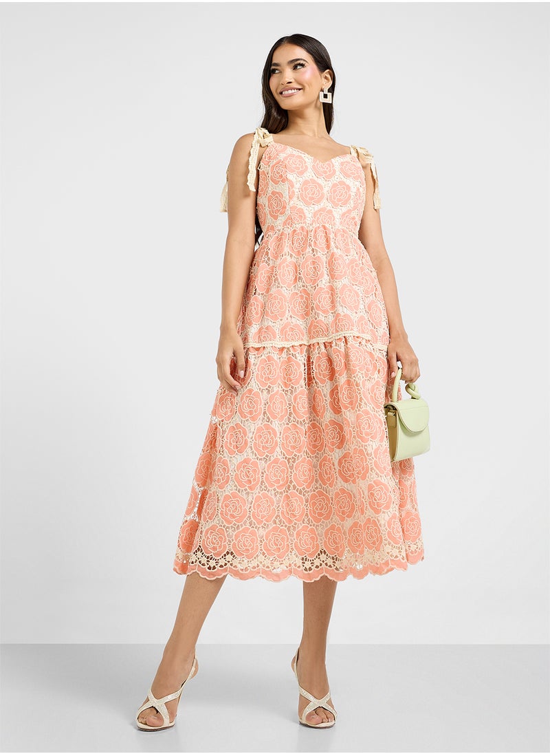 Floral Lace Midi Dress