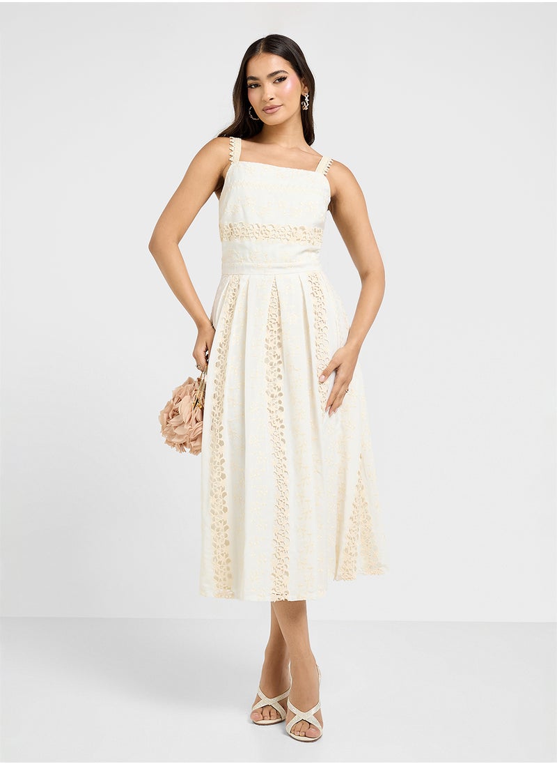 Lace Trim Midi Dress