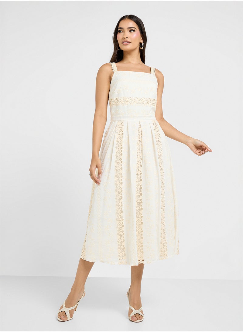Lace Trim Midi Dress