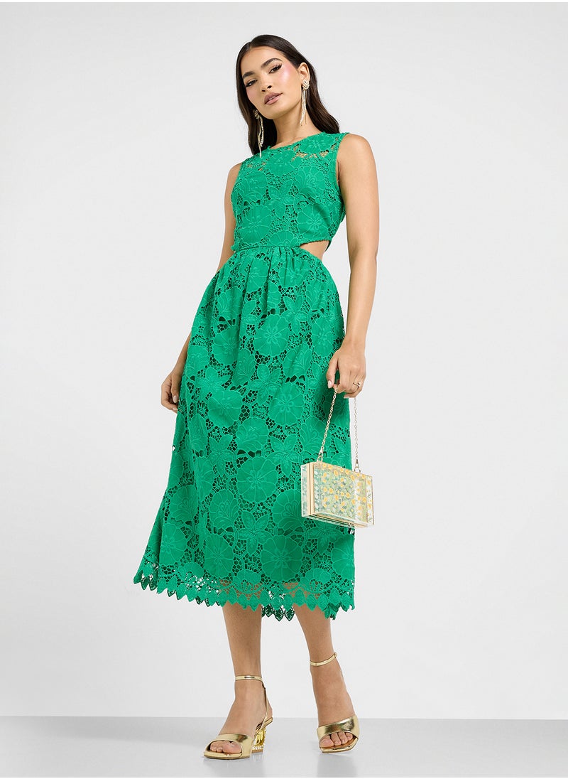 Lace Cutout Midi Dress
