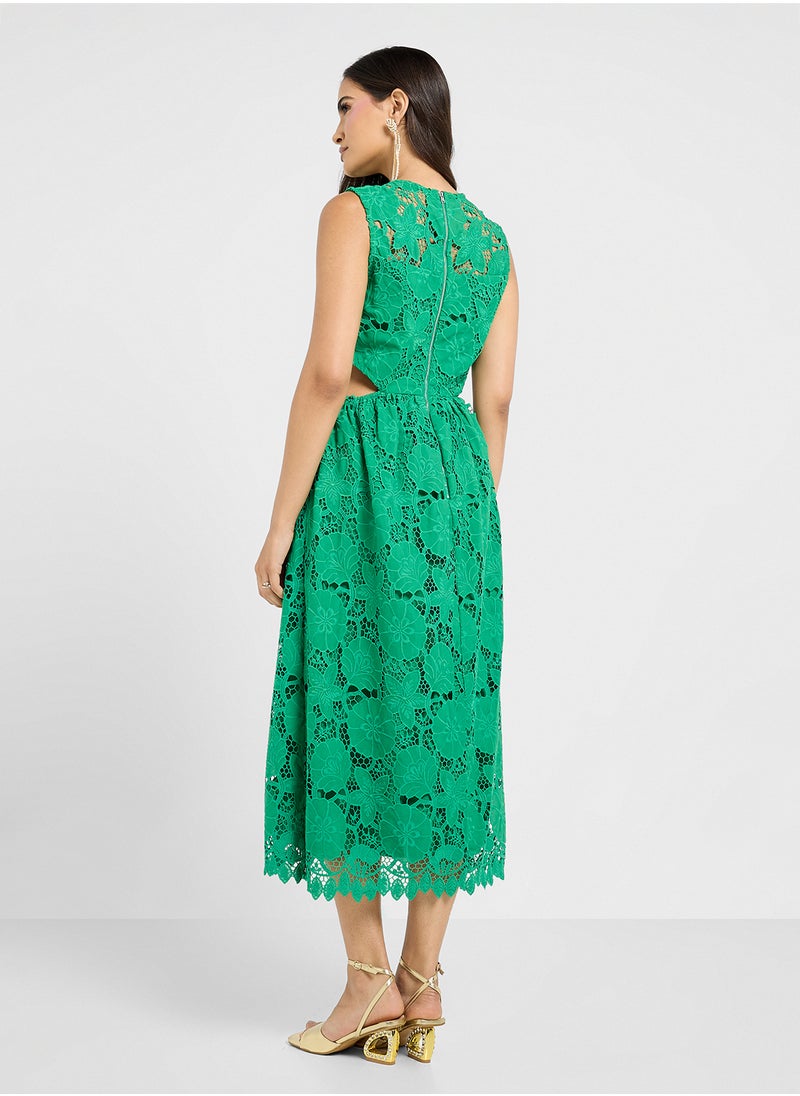Lace Cutout Midi Dress