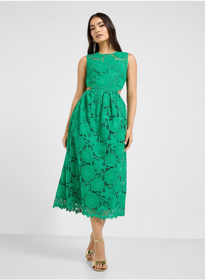 Lace Cutout Midi Dress