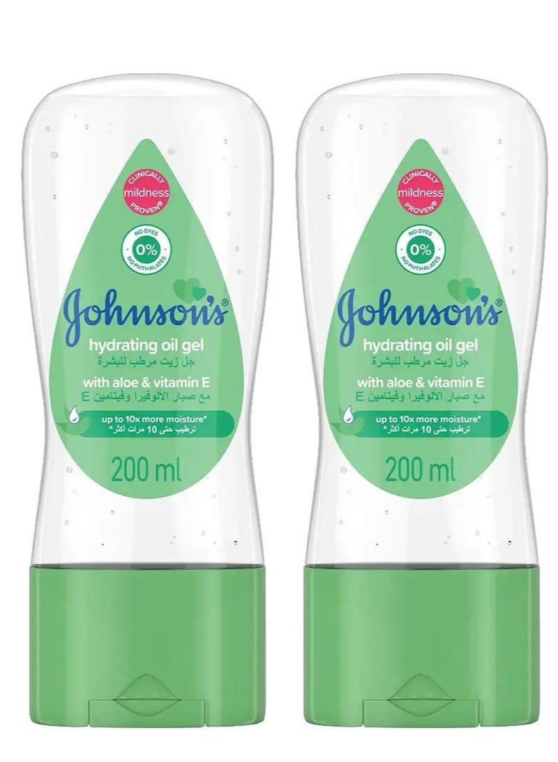 Pack Of 2 Johnson Baby Oil Gel Moisturizing with Aloe Vera And Vitamin E 200ml