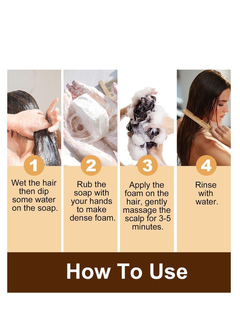 Rice Water Hair Growth Soap, 2 In 1 Shampoo and Conditioner Bar with Coconut Oil for Strengthening Moisturizing Dry Hair, Anti-Hair Loss Rice Shampoo Bars for Hair Growth