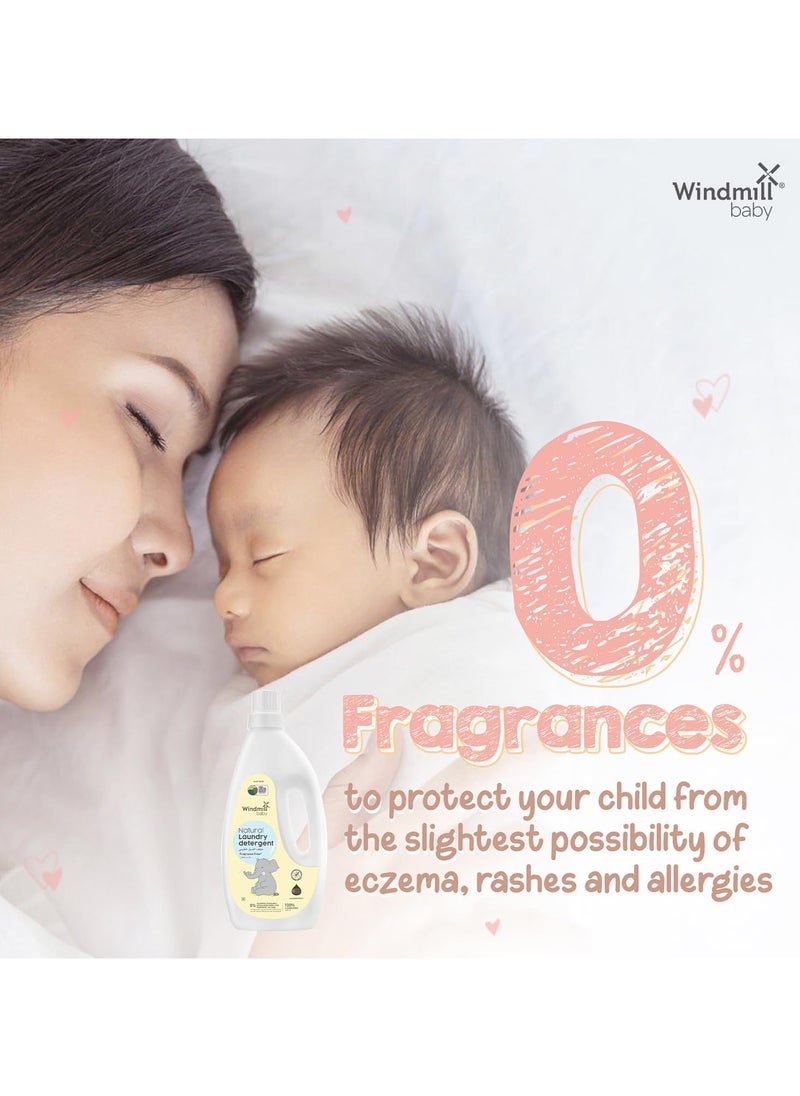baby Hypoallergenic & Sensitive Laundry Detergent, USDA Certified Natural, for Newborns and Sensitive Skin, Powered by Bio-Enzymes, Fragrance Free - 900ml