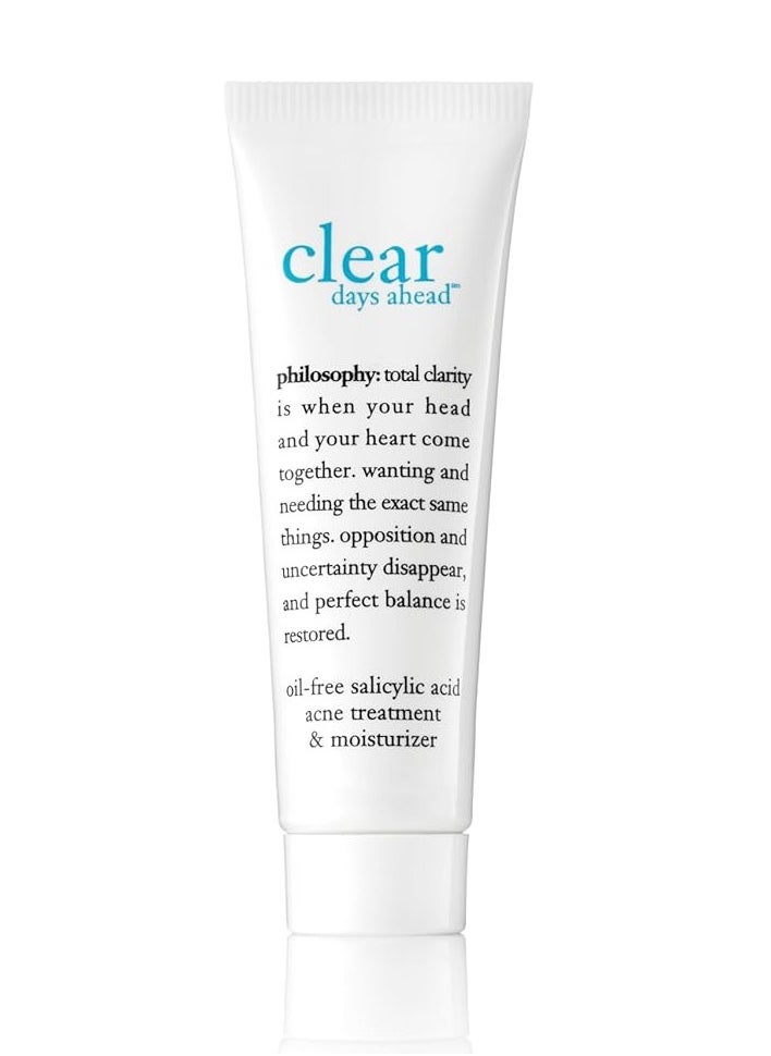 philosophy clear days ahead oil-free acne treatment & moisturizer - face moisturizer with salicylic acid - effectively reduces breakouts - 2 fl oz