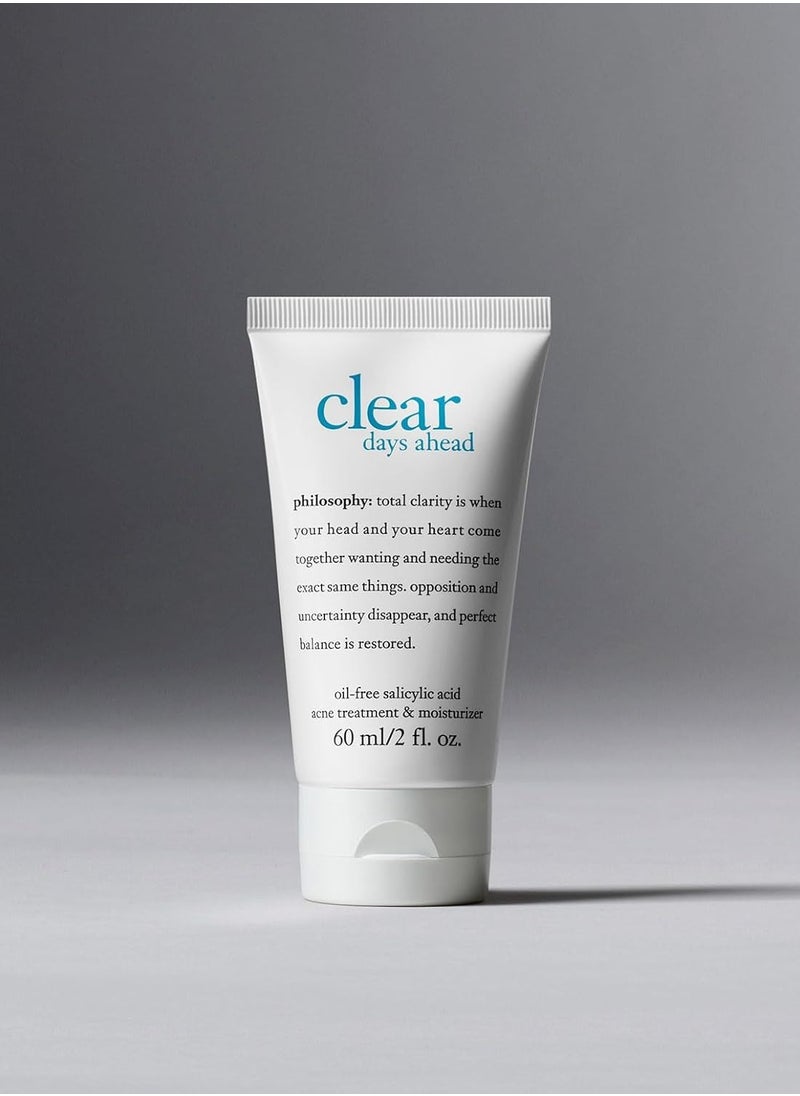 philosophy clear days ahead oil-free acne treatment & moisturizer - face moisturizer with salicylic acid - effectively reduces breakouts - 2 fl oz