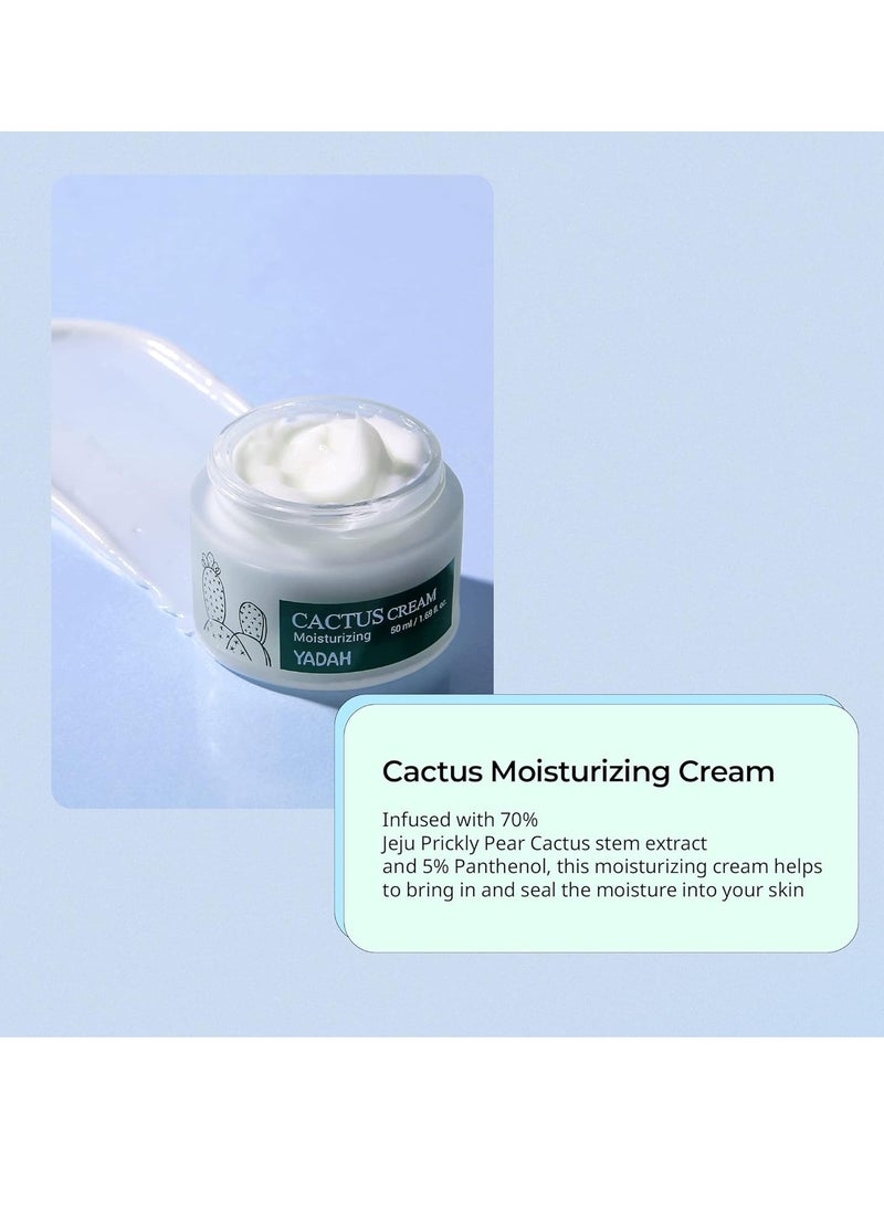 YADAH Cactus Cream 1.69 Fl.Oz. – Facial Hydrating Moisturizer Forming Moisture Barrier for Sensitive Dry Skin