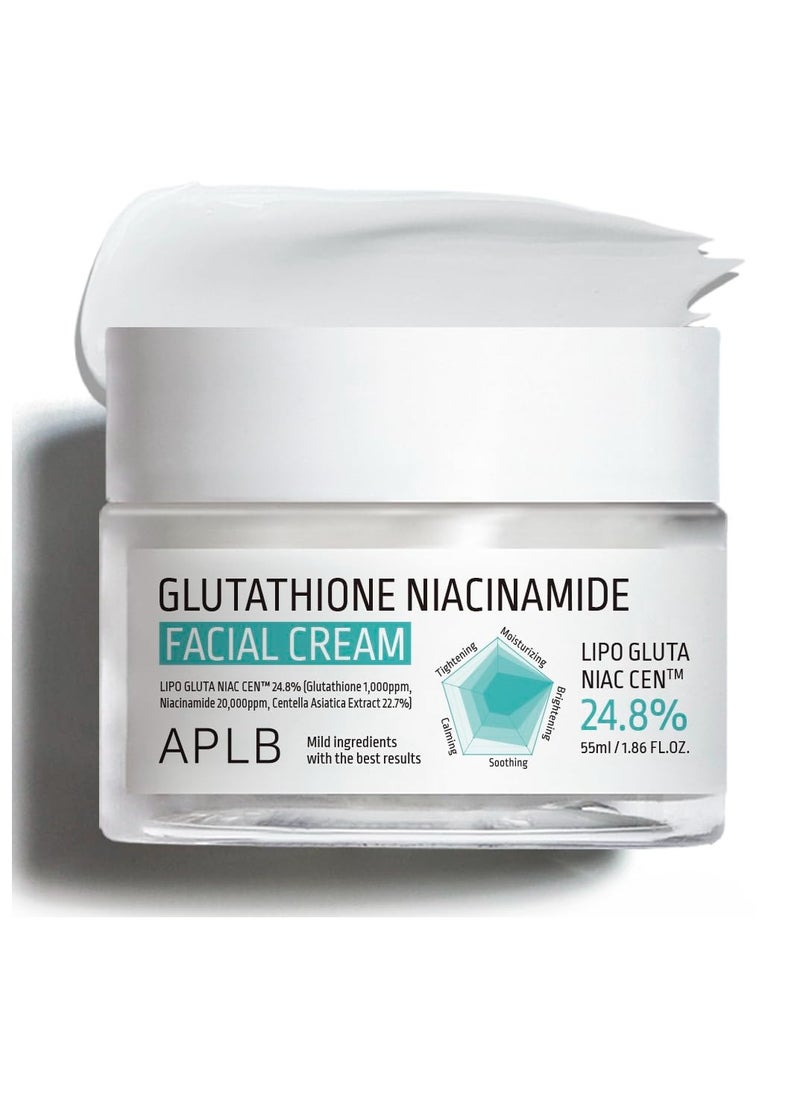 APLB Glutathione Niacinamide Facial Cream | LIPO GLUTA NIAC CEN™ 24.8% 1.86 FL.OZ/Korean Skincare, Deep hydration, Niacinamide, Improve skin elasticity, Improve skin texture