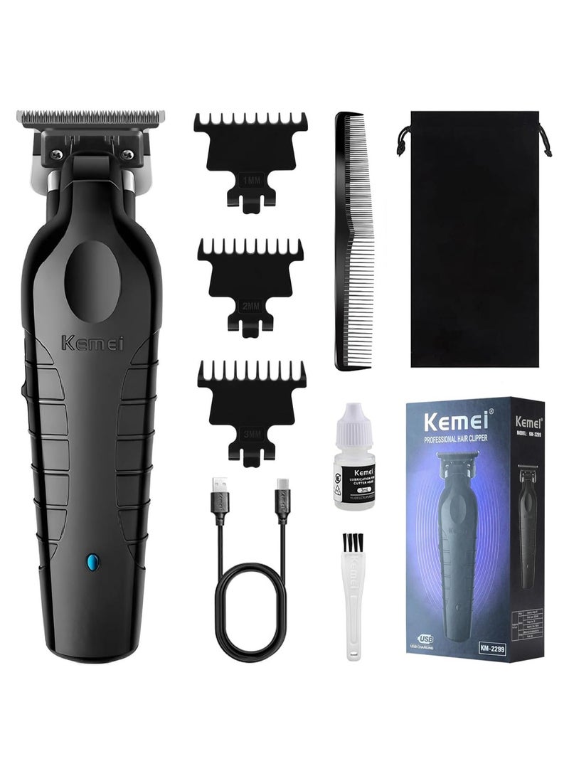 Professional Cordless Men's Shaver Beard Trimmer Hair Clipper T-Blade Haircut Machine, KM-2299