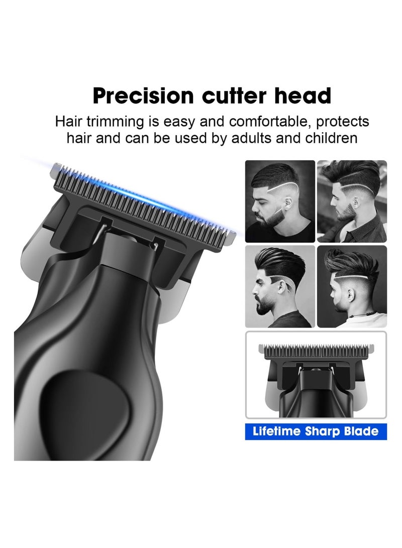 Professional Cordless Men's Beard Trimmer Barber Hair Clipper T-Blade Haircut Machine with LED Display, KM-2269