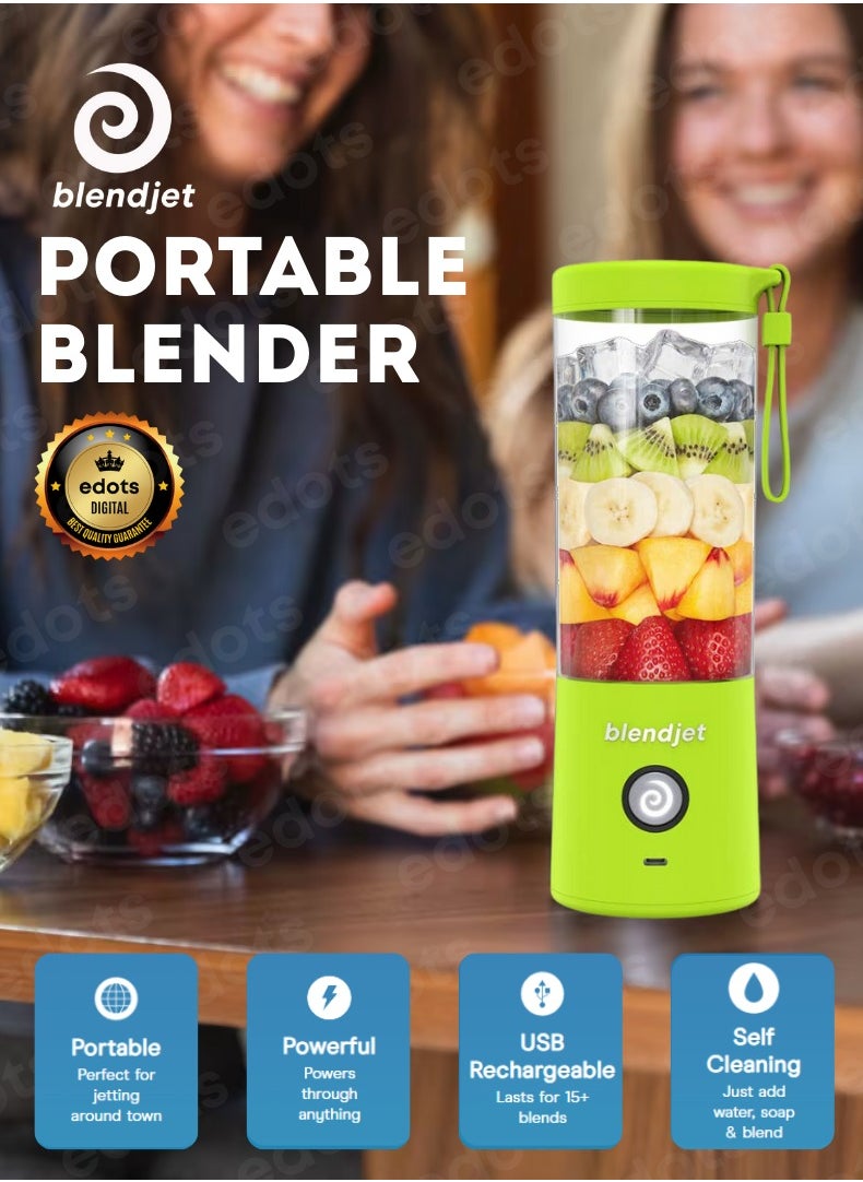 V2 Portable Blender, 475ml USB-C Rechargeable, Leak Proof, BPA-Free, Ice Crusher, Stainless Steel Blades, Personal Smoothie Maker - Lime