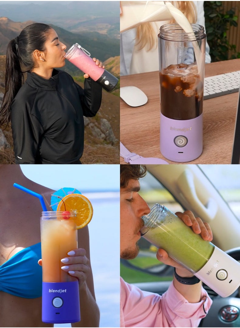 V2 Portable Blender, 475ml USB-C Rechargeable, Leak Proof, BPA-Free, Ice Crusher, Stainless Steel Blades, Personal Smoothie Maker - Royal Blue