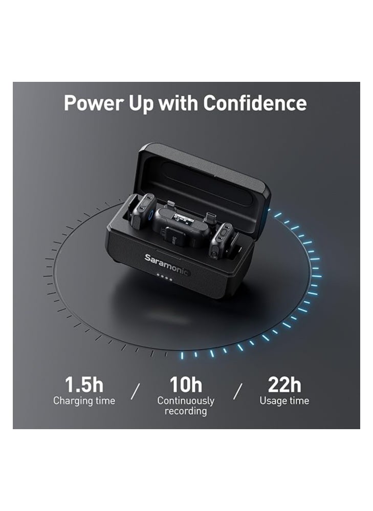 Saramonic BLINK500B2+ Wireless Lavalier Microphone for iPhone Android Type-C Smartphone Camera, 492ft Range, 20h Battery Life, Clip on Wireless Lapel Mic for Live Streaming Video Conference Recording
