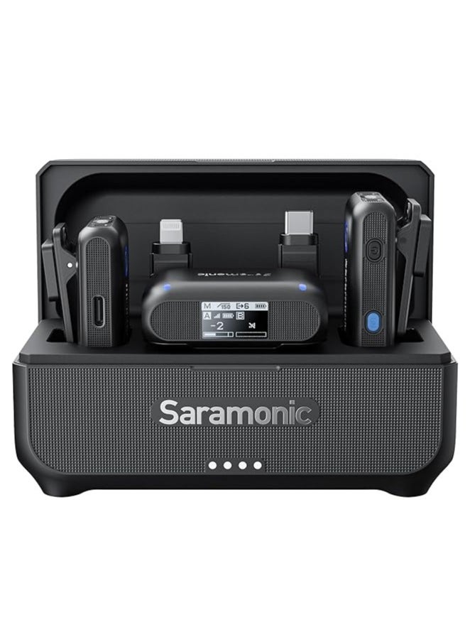 Saramonic BLINK500B2+ Wireless Lavalier Microphone for iPhone Android Type-C Smartphone Camera, 492ft Range, 20h Battery Life, Clip on Wireless Lapel Mic for Live Streaming Video Conference Recording
