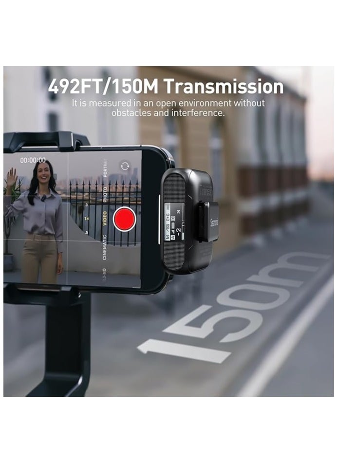 Saramonic BLINK500B2+ Wireless Lavalier Microphone for iPhone Android Type-C Smartphone Camera, 492ft Range, 20h Battery Life, Clip on Wireless Lapel Mic for Live Streaming Video Conference Recording