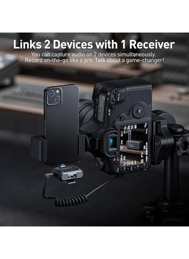 Saramonic BLINK500B2+ Wireless Lavalier Microphone for iPhone Android Type-C Smartphone Camera, 492ft Range, 20h Battery Life, Clip on Wireless Lapel Mic for Live Streaming Video Conference Recording