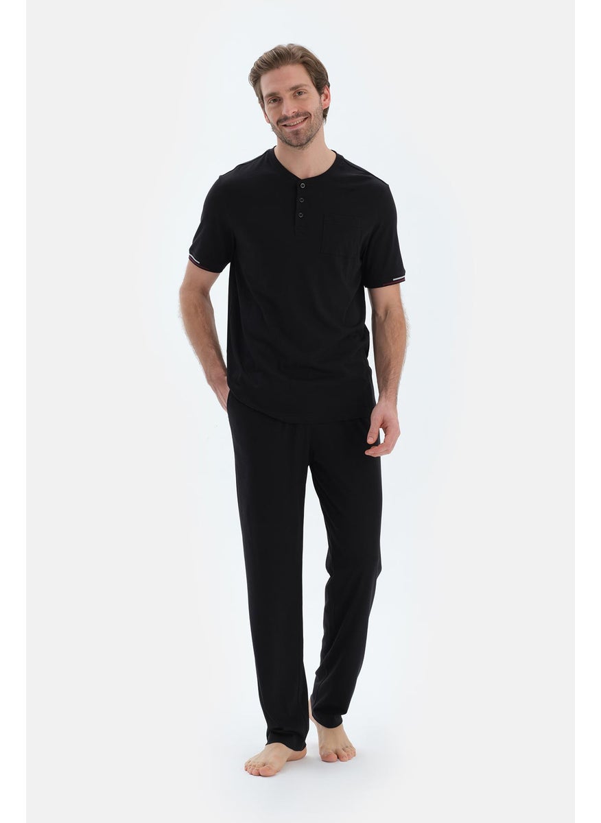 T-shirt & Trousers Pajama Set Crew Neck Cotton Blend Mid Rise Regular/Classic Fit Sleepwear