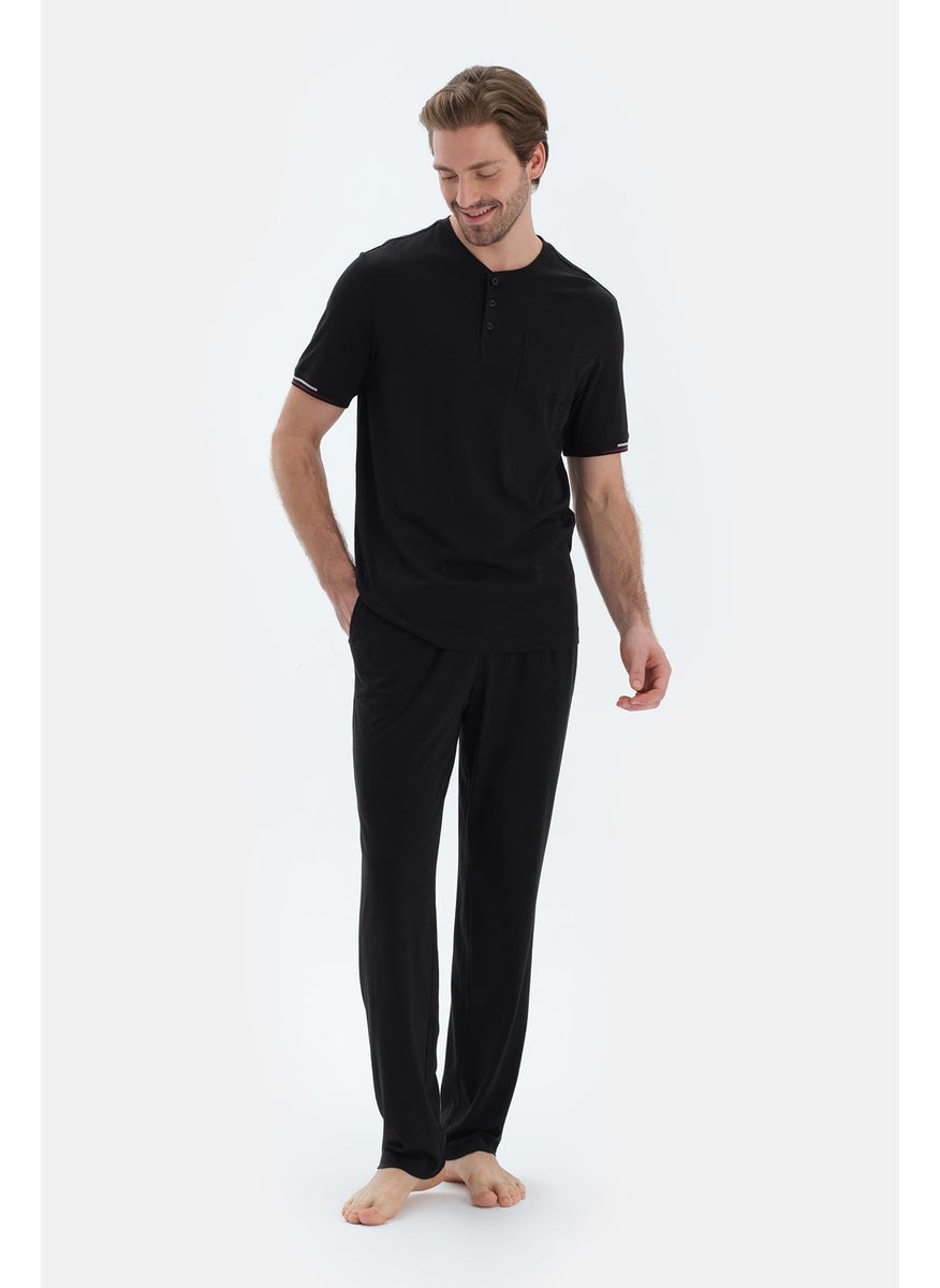 T-shirt & Trousers Pajama Set Crew Neck Cotton Blend Mid Rise Regular/Classic Fit Sleepwear