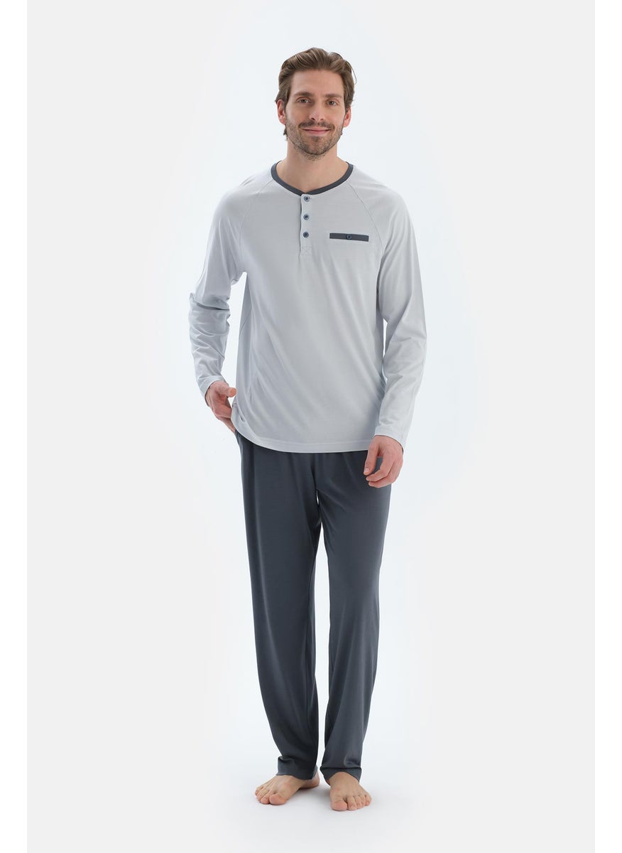 T-shirt & Trousers Pajama Set Crew Neck Cotton Blend Mid Rise Regular/Classic Fit Sleepwear