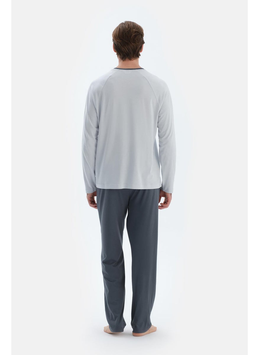 T-shirt & Trousers Pajama Set Crew Neck Cotton Blend Mid Rise Regular/Classic Fit Sleepwear