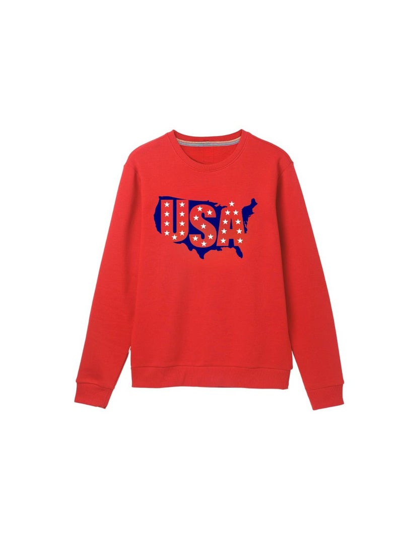USA Printed Women's Sweatshirt–Full Sleeve,Soft Cotton Fabric|Comfortable&Stylish|Casual Sweatshirt For Everyday Wear|Sweatshirt For Women's
